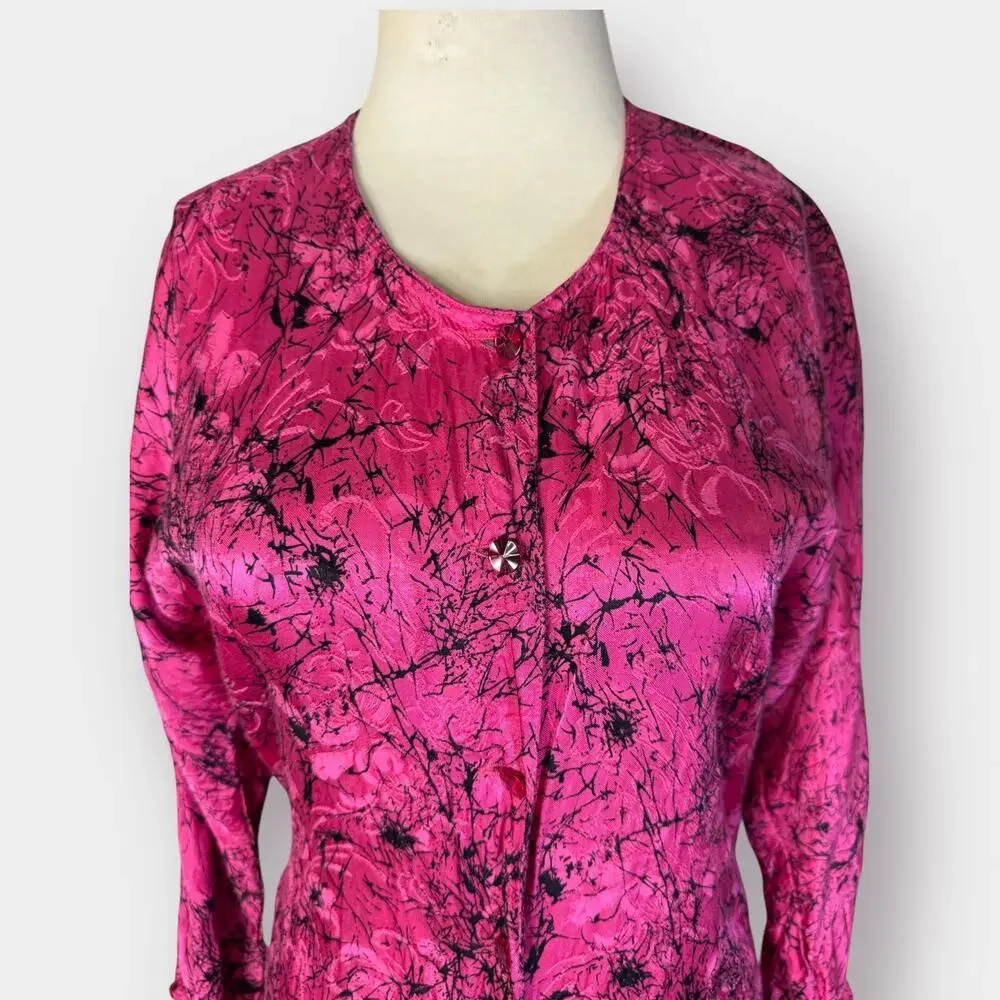 80s Mistero pink & black drop waist‎ dress Size S
